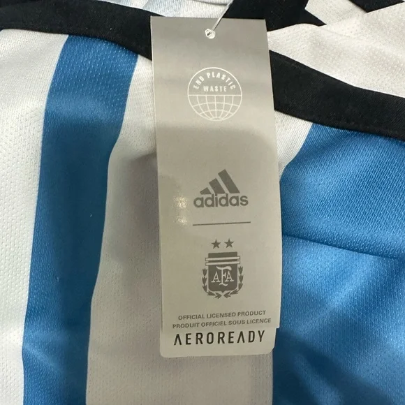 Adidas Messi #10 Argentina Blue and White Striped Soccer Jersey - Picture 9 of 9
